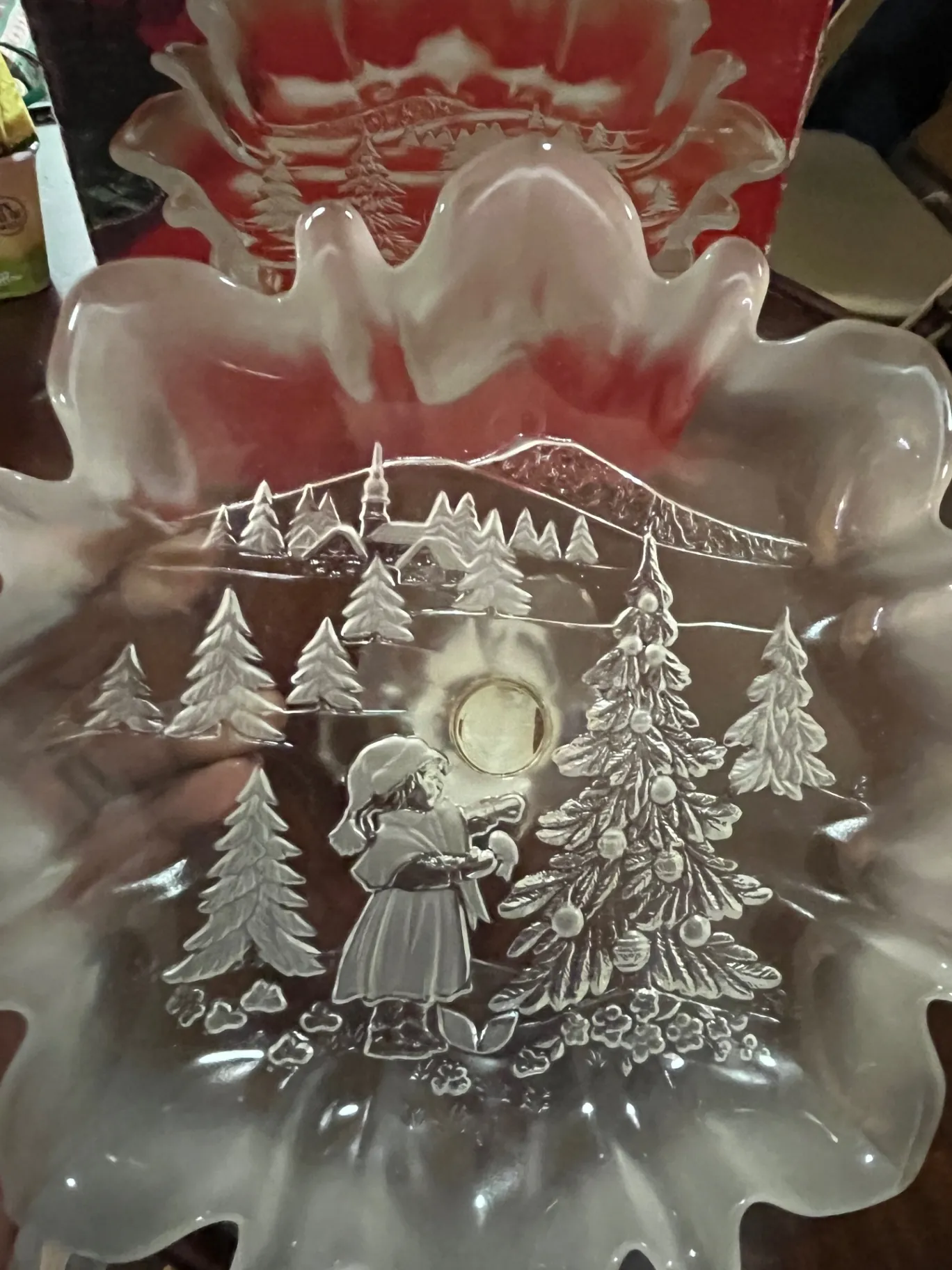 Holiday classics decorative glass dish 