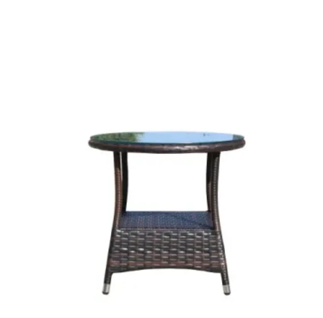 Outdoor Patio Furniture 1 Round Coffee Table With Clear Tempered Glass